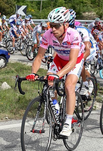 Giovanni Visconti (Quick Step) rides in the maglia rosa.