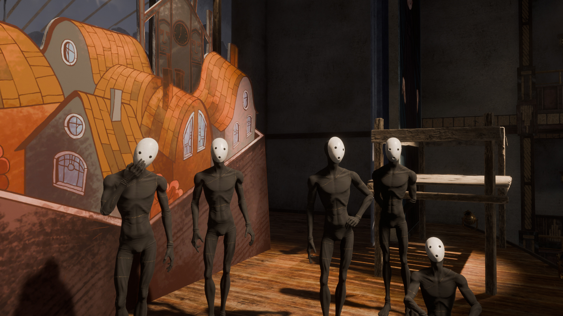 Screenshot of Pathologic 3: theatre actors on a stage
