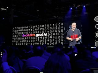 Dr Werner Vogels speaking on stage during the day-three keynote session at AWS re:Invent 2023