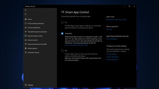 UI for Smart App Control in the new Windows 11 settings