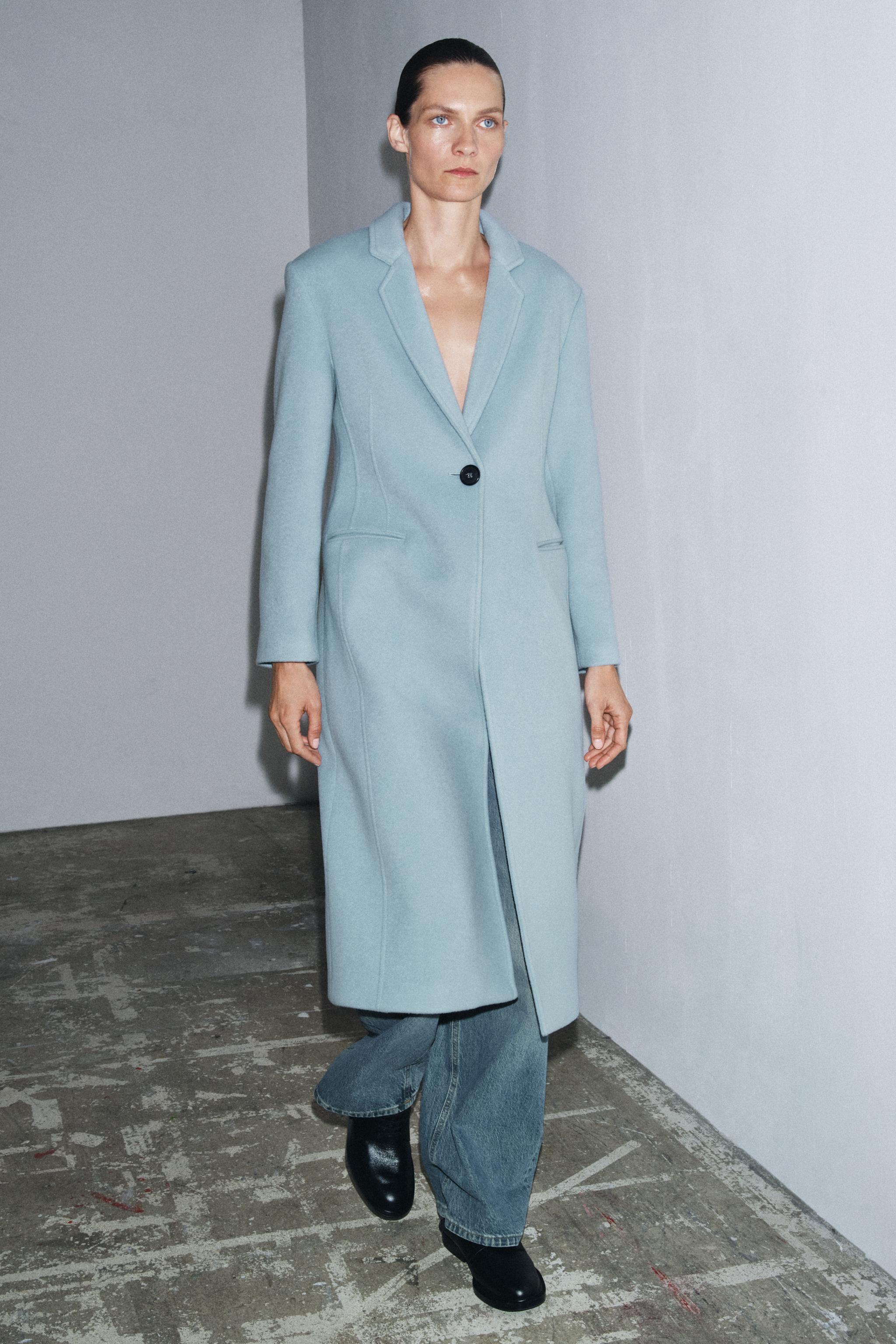 Fitted Wool Blend Coat Zw Collection