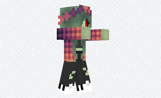 A long-haired zombie girl Minecraft skin with a flower crown