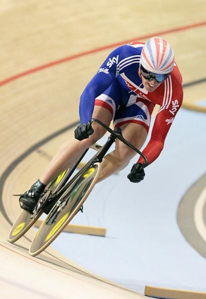 Britain's Matt Crampton hugs the black line in sprint qualifying.