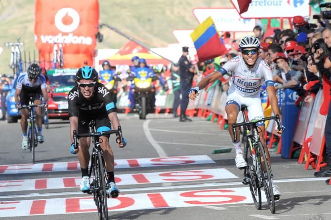 Rigoberto Uran (Sky) was just a hair's width from a stage win