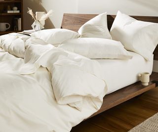 Luxury Percale Core Sheet Set on a bed.