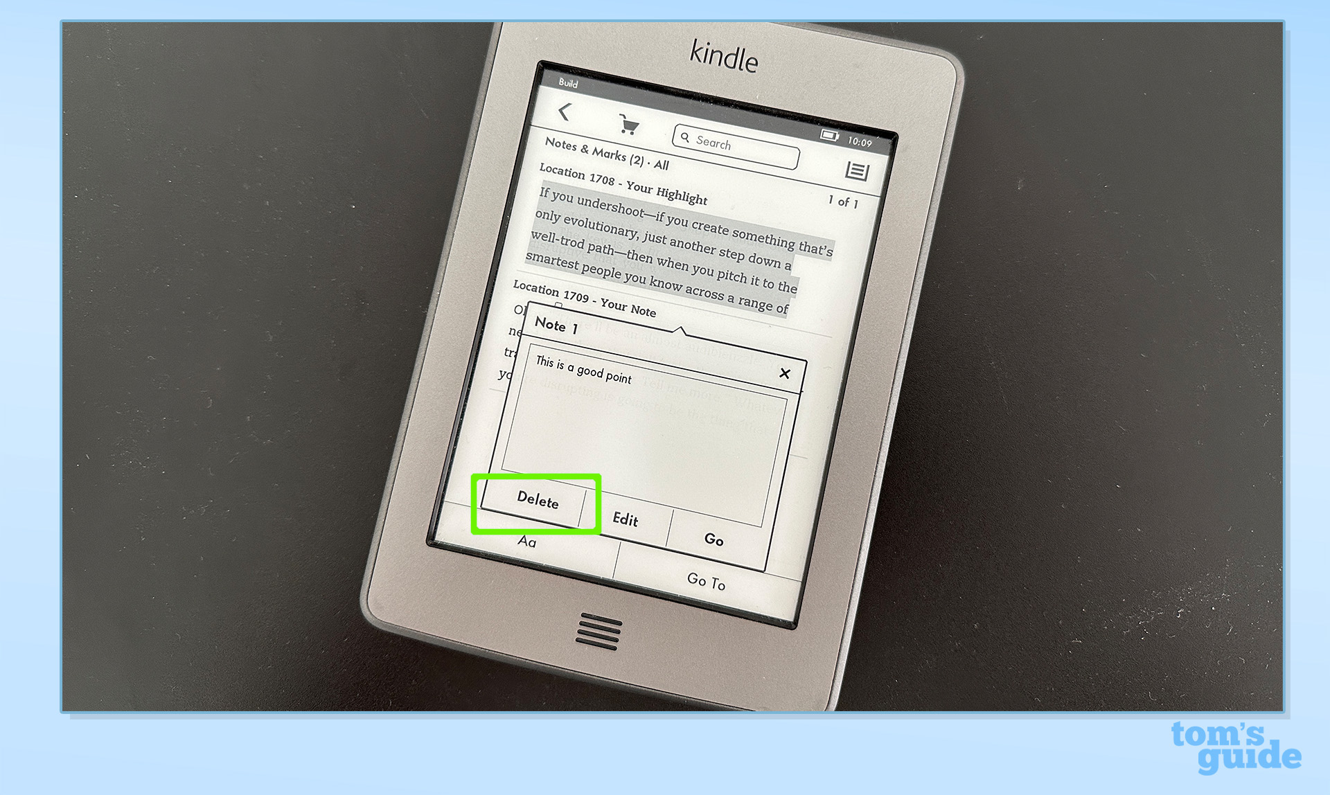 Пошаговое руководство Kindle, показывающее, как добавлять заметки и выделения в книги