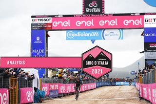 CAMPO FELICE - ROCCA DI CAMBIO, ITALY - MAY 16: Egan Arley Bernal Gomez of Colombia and Team INEOS Grenadiers celebrates at arrival during the 104th Giro d'Italia 2021, Stage 9 a 158km stage from Castel di Sangro to Campo Felice - Rocca di Cambio 1665m / @girodiitalia / #Giro / #UCIworldtour / on May 16, 2021 in Campo Felice - Rocca di Cambio, Italy. (Photo by Tim de Waele/Getty Images)