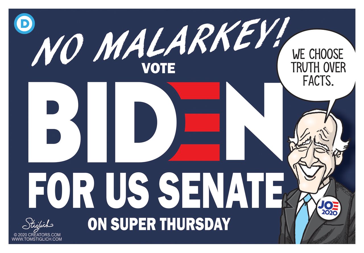 Political Cartoon U.S. Joe Biden Democrats DNC&amp;amp;nbsp;super tuesday candidate memory