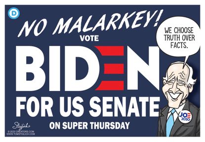 Political Cartoon U.S. Joe Biden Democrats DNC&nbsp;super tuesday candidate memory