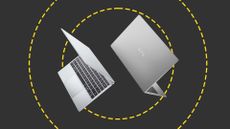 Dell XPS 13 promotional images showing front and back of laptop. 