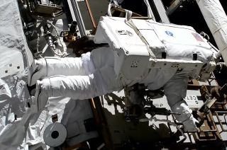 Astronaut Koichi Wakata of the Japan Aerospace Exploration Agency (JAXA) performs a spacewalk outside of the International Space Station on Thursday, Feb. 2, 2023.