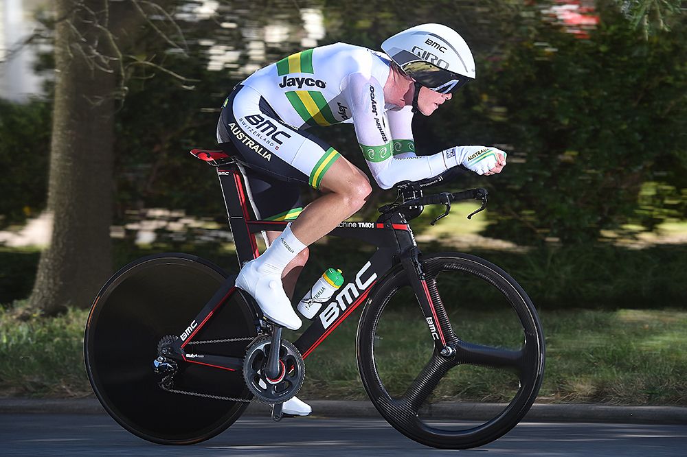 Rohan Dennis (Australia) had a flat tire during the time trial and finished sixth