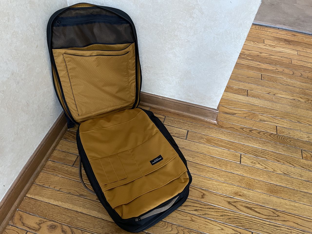 Waterfield Air Travel Backpack Lifestyle Open Laptop Compartment