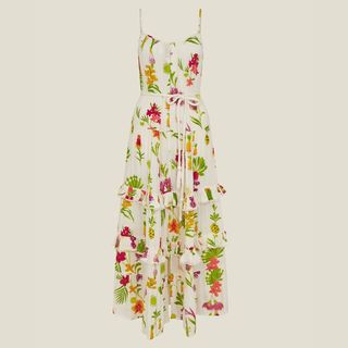 Botanical Strap Dress White