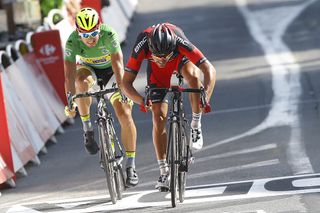 Greg Van Avermaet (BMC) and Peter Sagan (Tinkoff-Saxo) sprint to the finish line