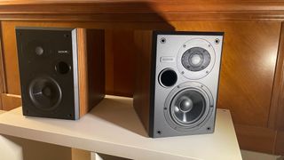Epos ES-7N speakers on a shelf