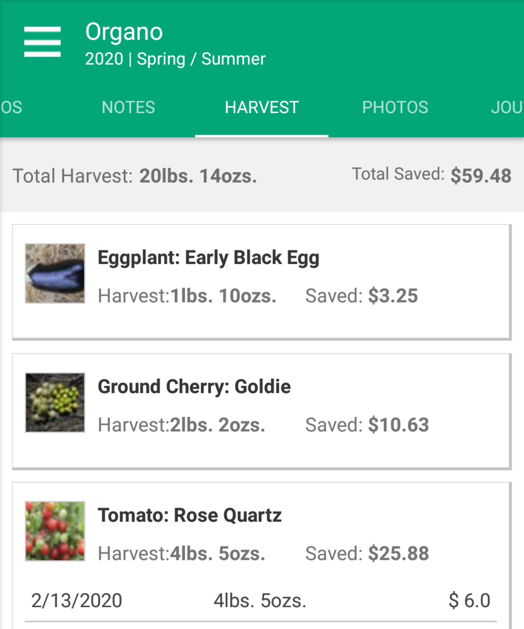 Screenshot of Smart Gardener app