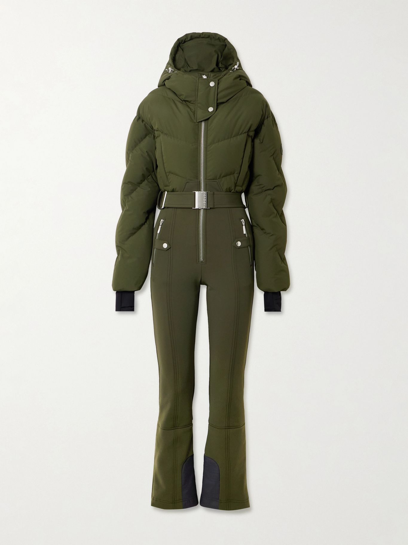 cordova Ajax hooded belted recycled quilted down ski suit
