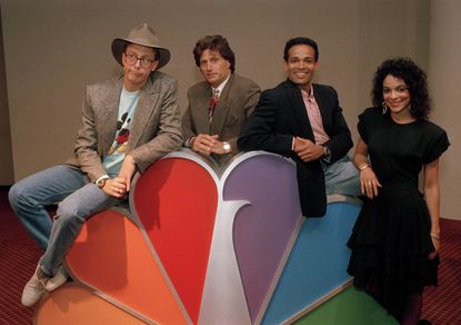 Harry Anderson, left, along with other NBC stars in 1988.