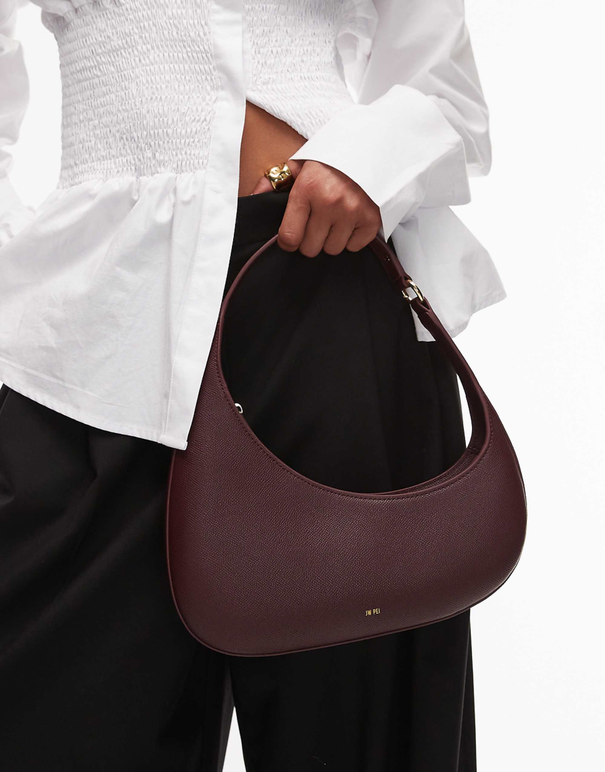 Jw Pei Harlee Asymmetric Shoulder Bag in Burgundy