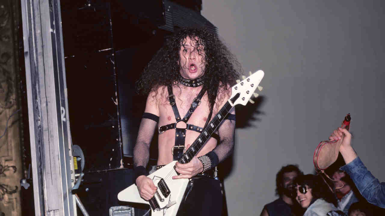 Anvil&amp;rsquo;s Steve &amp;lsquo;Lips&amp;rsquo; Kudlow performing onstage in the early 1980s