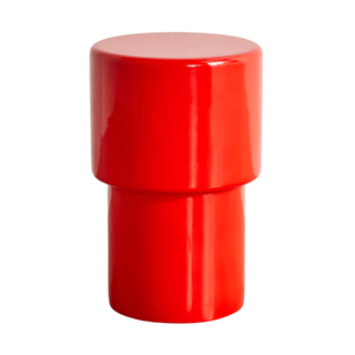Small, post box red Silias Side Table in a modern, pedestal design
