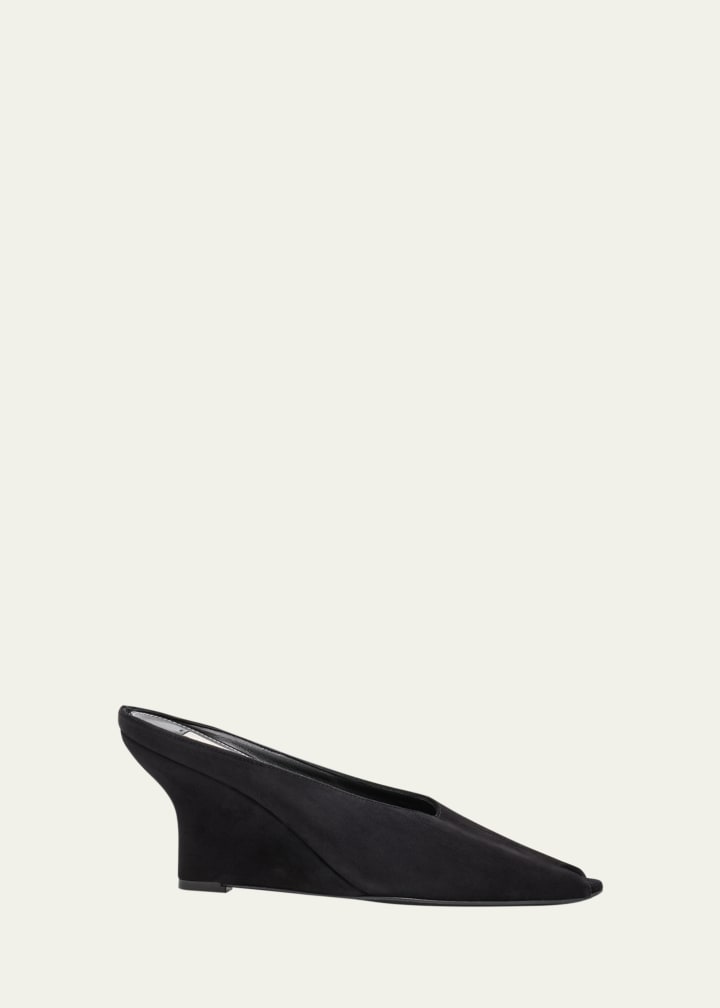 Velvet Peep-Toe Mules