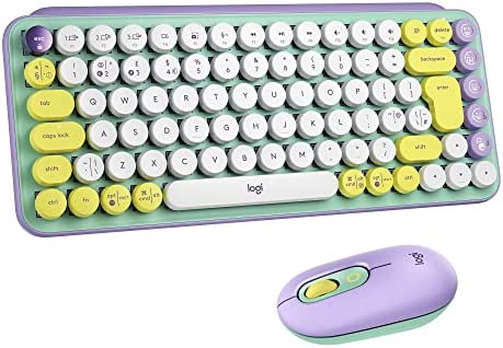 Bright pastel Logitech keyboard with round keycaps
