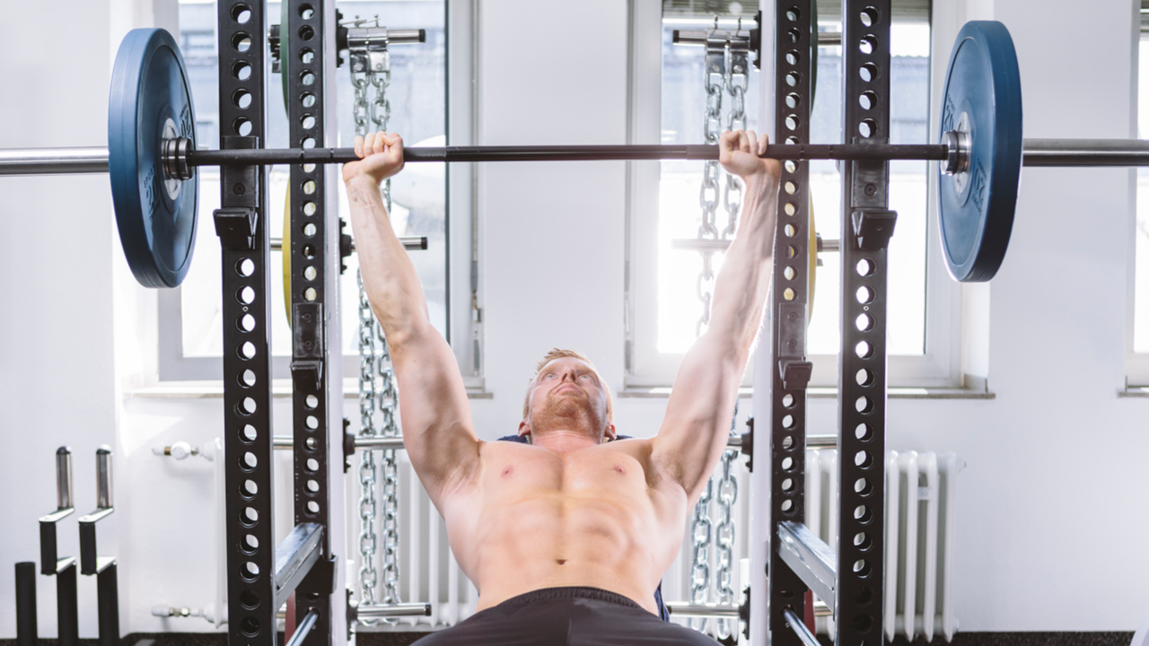 Man bench pressing