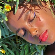 woman wearing vegan makeup