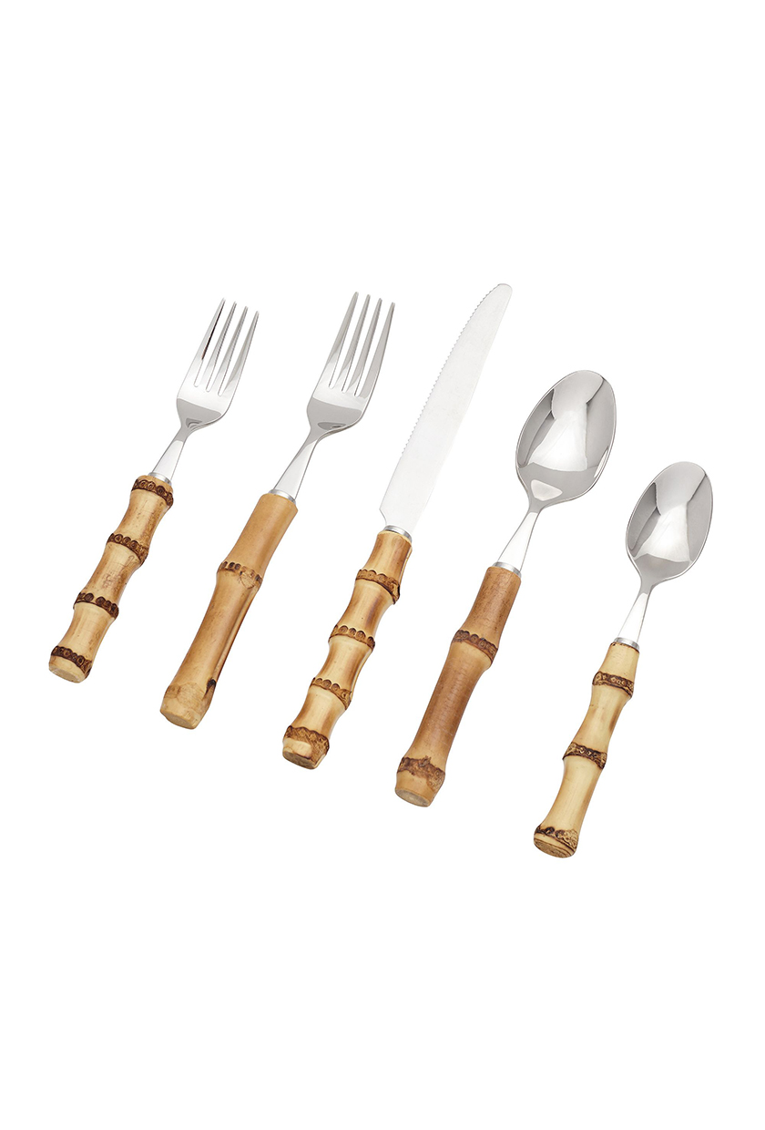 Silver flatware set with bamboo handle from Pottery Barn