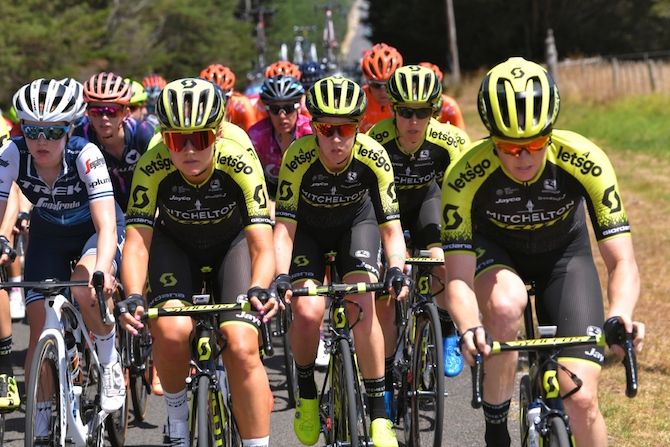 Mitchelton-Scott were a strong presence at the front of the race with 30km to go, but couldn't come away with the win