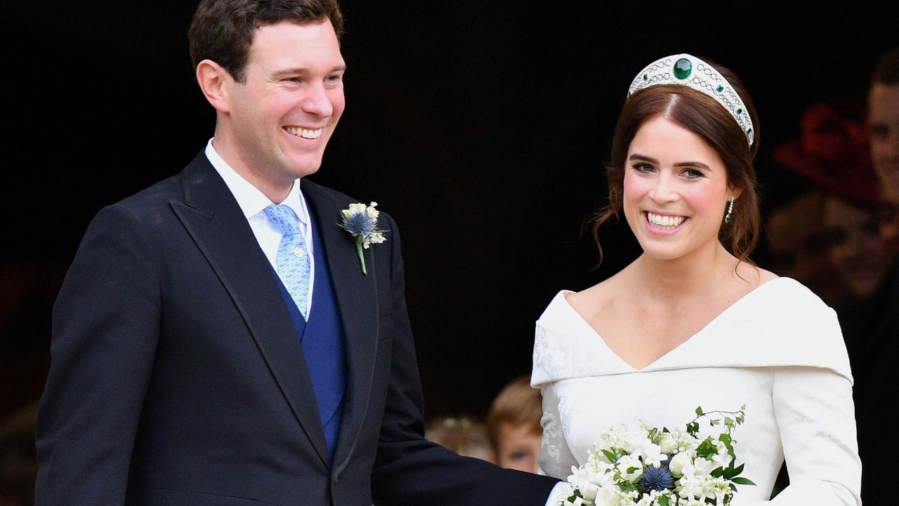 Princess Eugenie and Jack Brooksbank leave St George&#039;s Chapel after their wedding ceremony