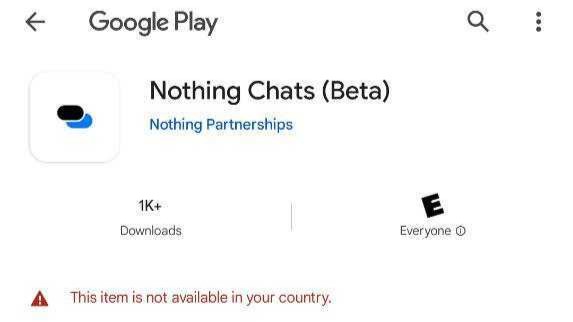 Nothing Chats Play Store listing