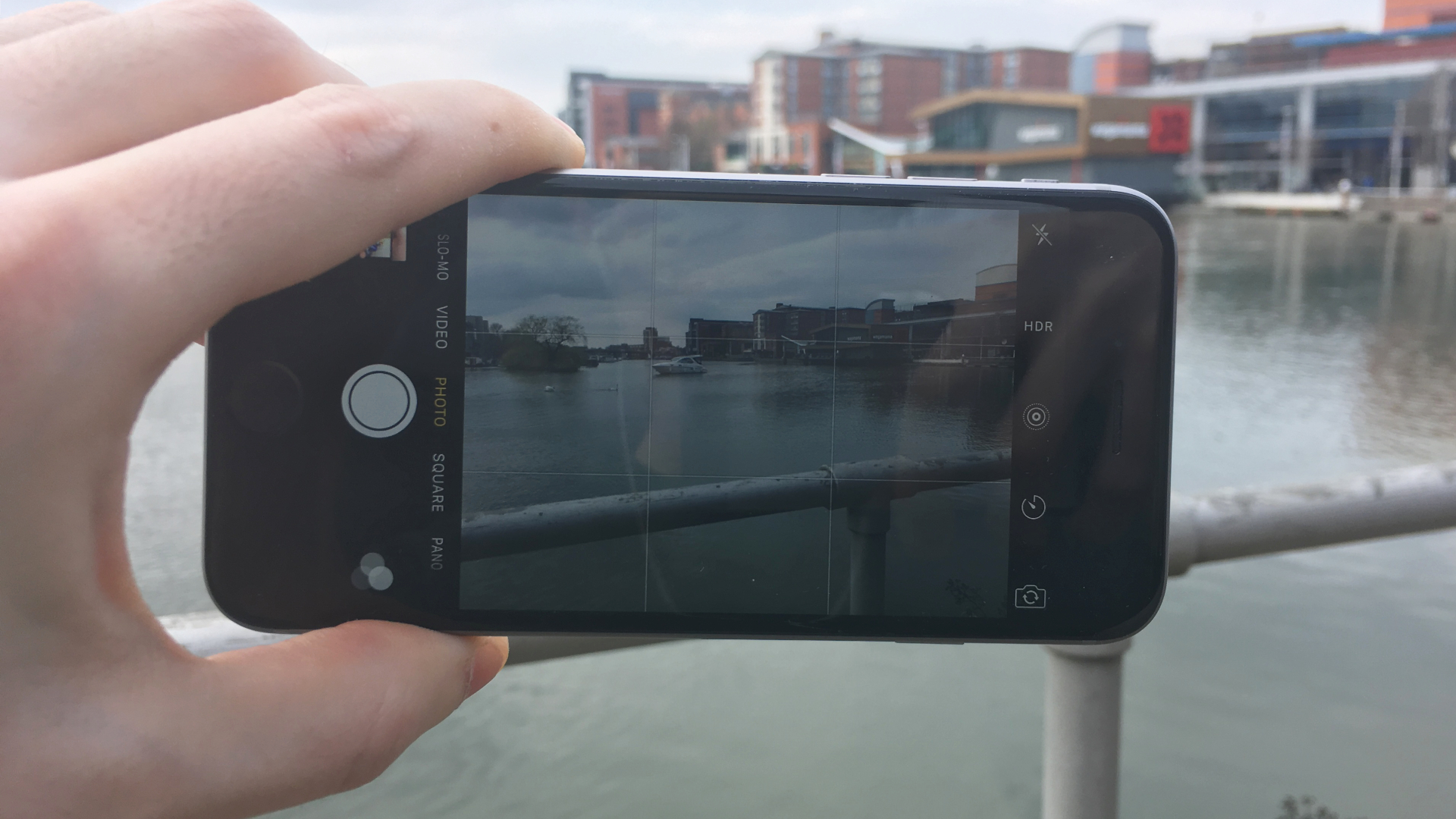 Using the camera on a first-generation iPhone SE in Lincoln