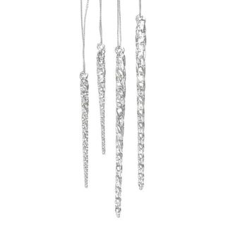 Kurt Adler Twisted Clear Glass Crystal Icicle Ornaments, 24-Piece Set