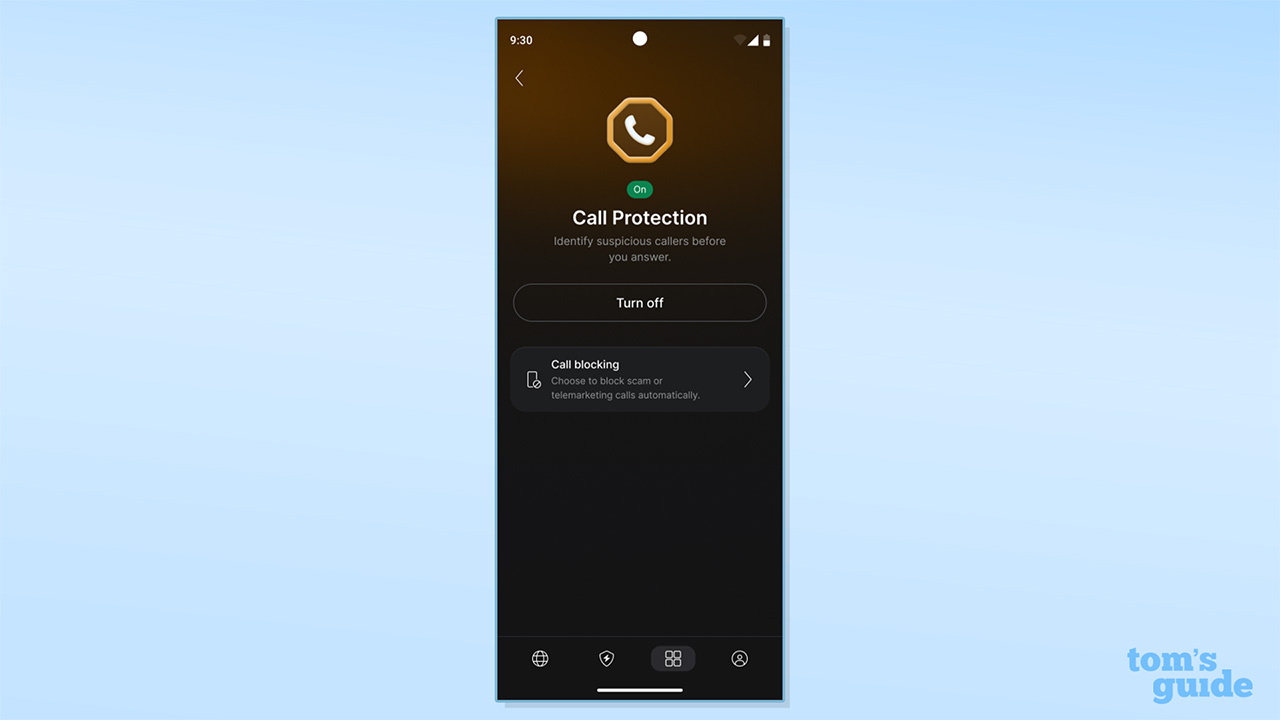 NordVPN Call Protection feature displayed in the app's settings