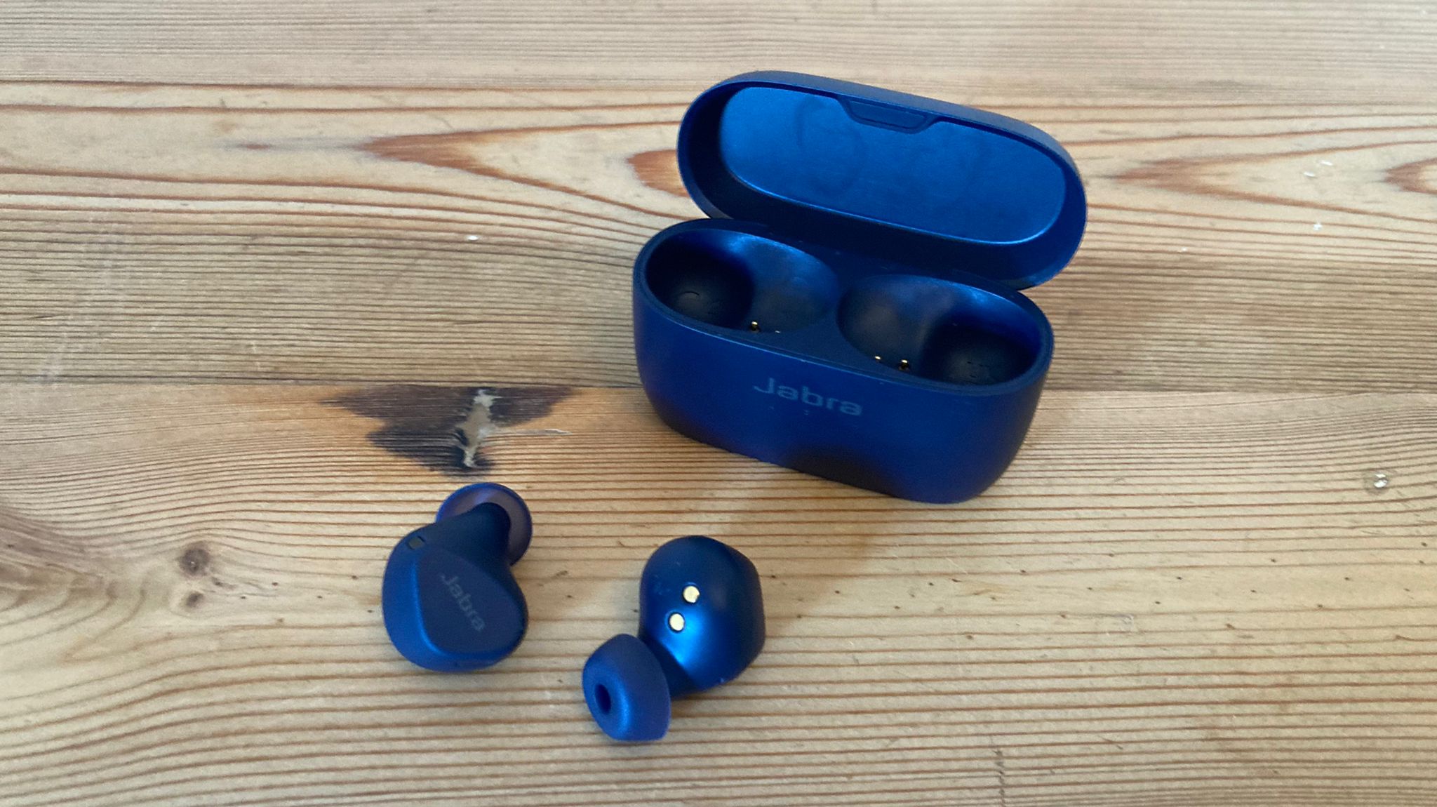 The Jabra Elite 4 Active headphones being tested by Live Science