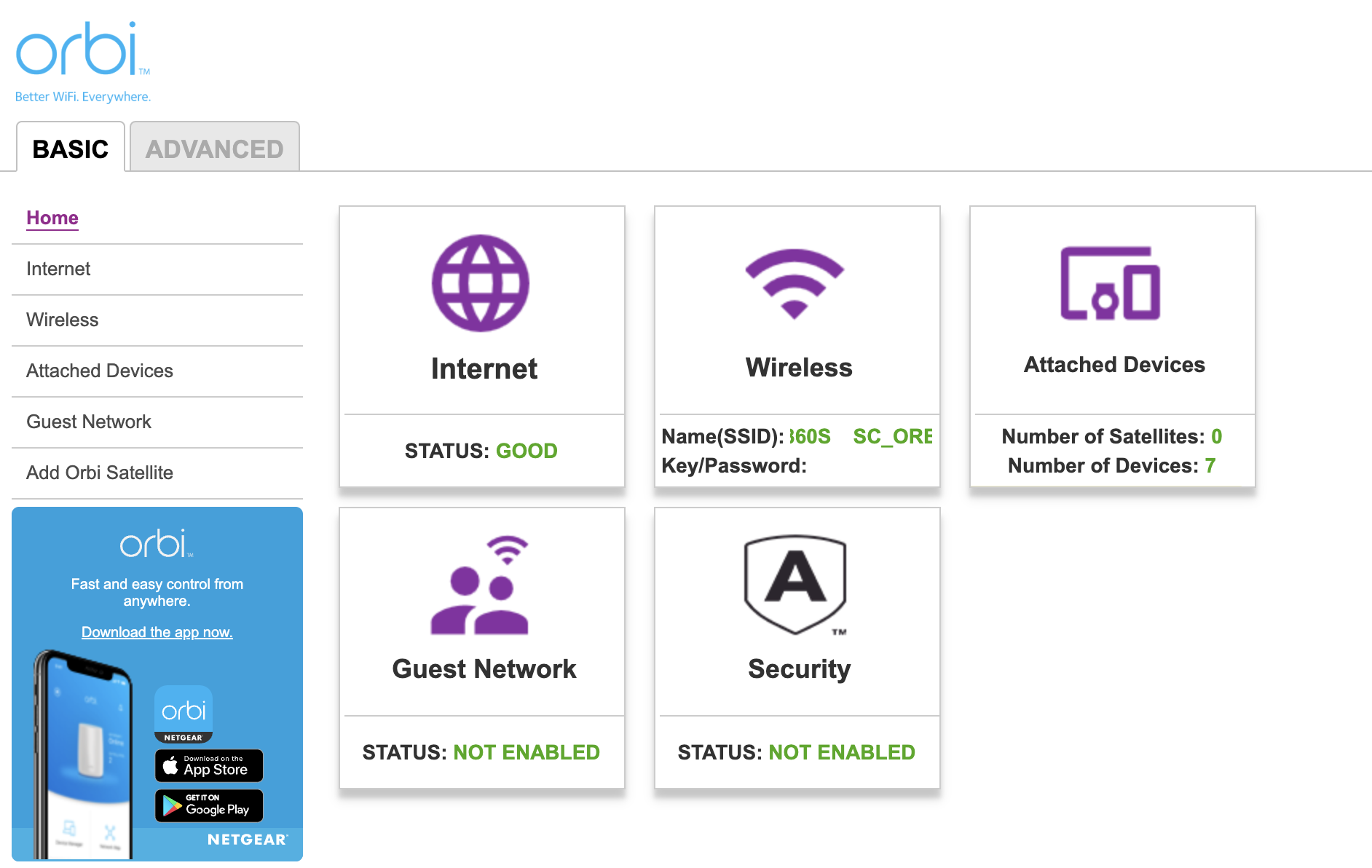 Netgear Orbi RBR860S review screenshots of web settings