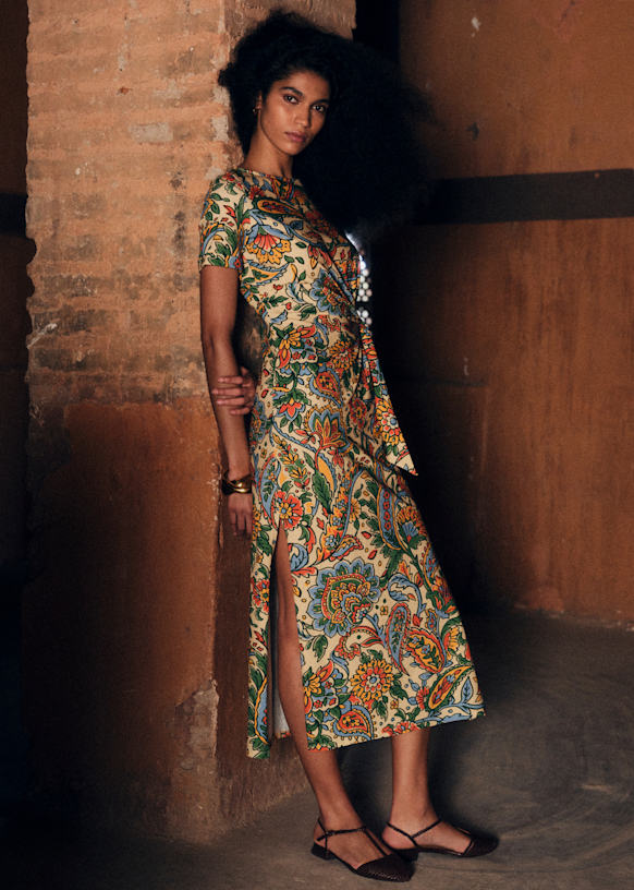 Pippa Dress - Riola Print - Organic Cotton - Textile Made From Organic Fibers - S&amp;eacute;zane