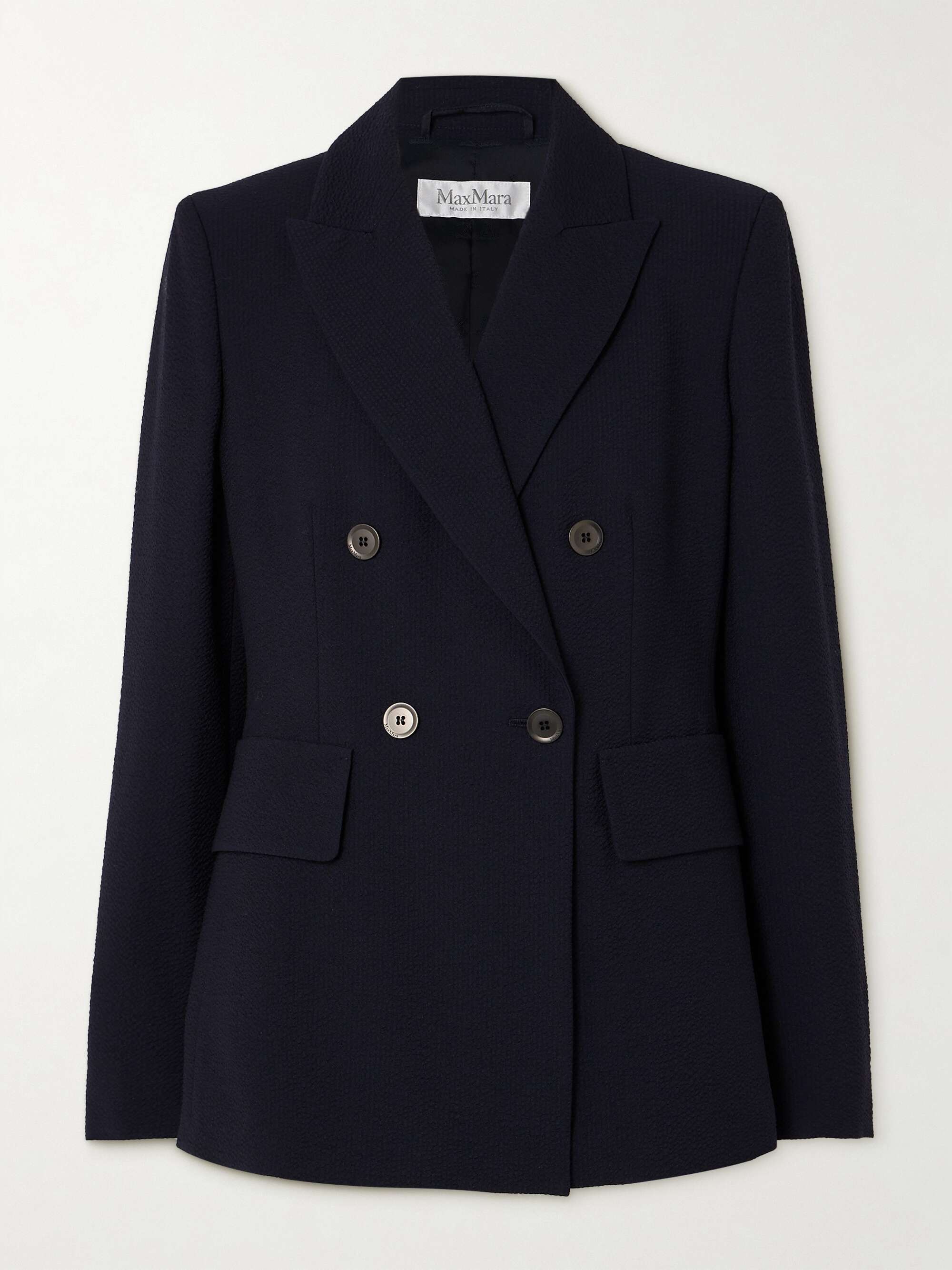 Albero Double-Breasted Wool-Blend Seersucker Blazer