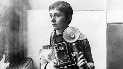 A photo taken of photographer Diane Arbus