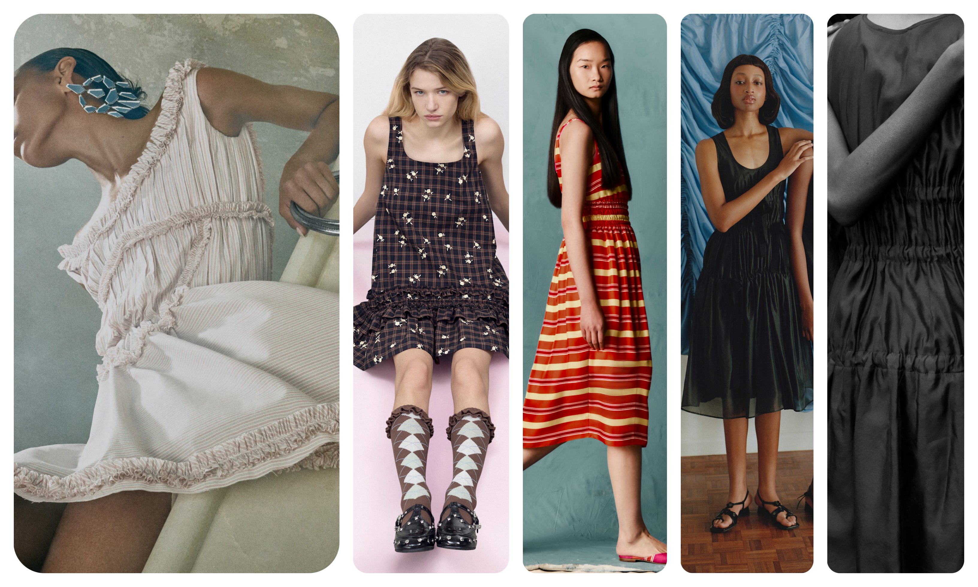 summer dress trends 2026, smocked dresses at McQueen, Ganni, Emilia Wickstead, and Cecilie Bahnsen