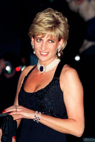 Princess Diana pictured with smoky eyeliner