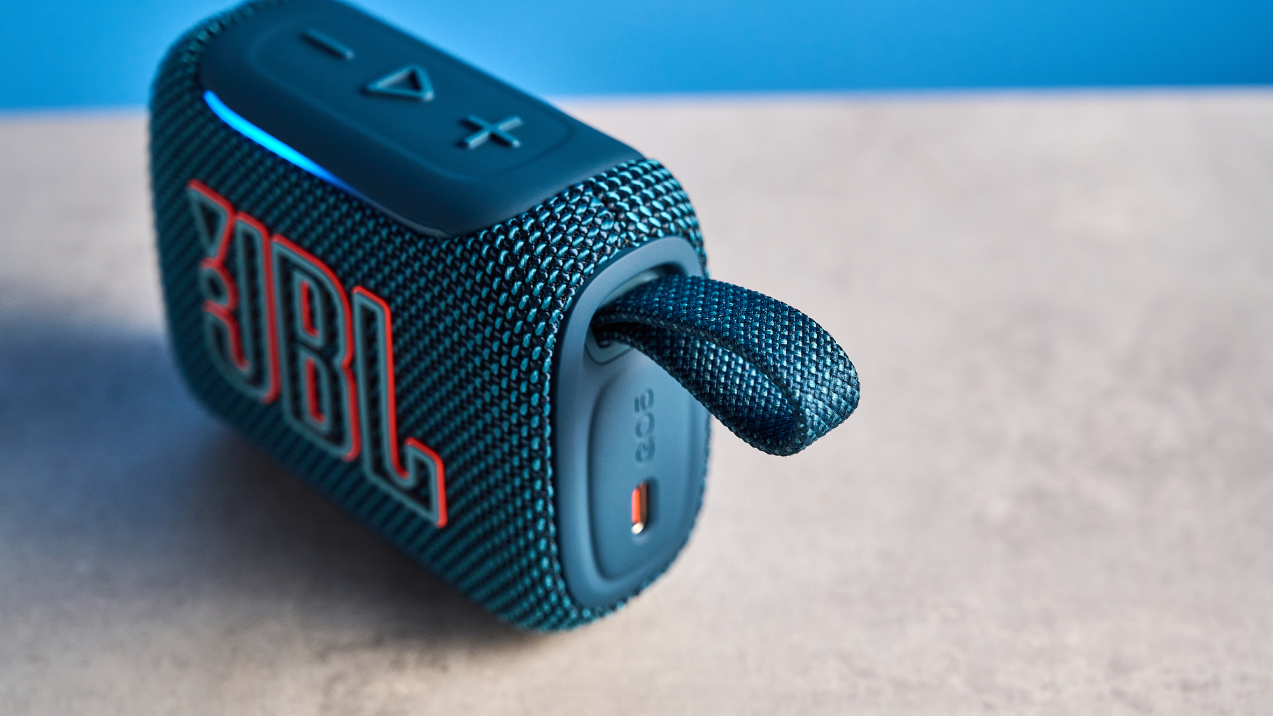 JBL Go 5 Bluetooth speaker in blue