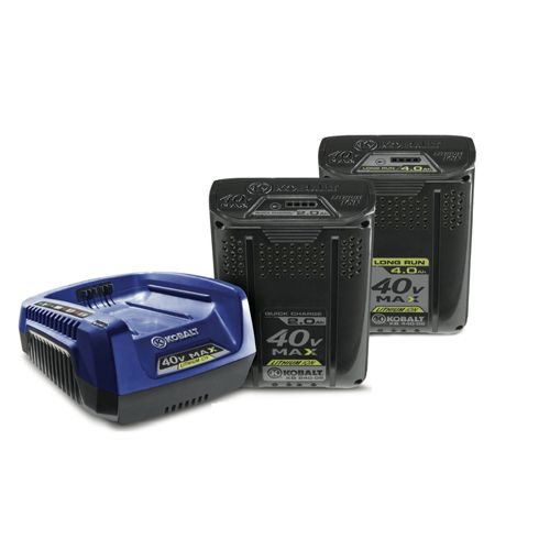 Kobalt has a line of 40-volt tools with interchangeable batteries, so you can change them out if you run out of power in the middle of a job.