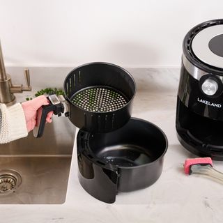 air fryer removable inserts on countertop