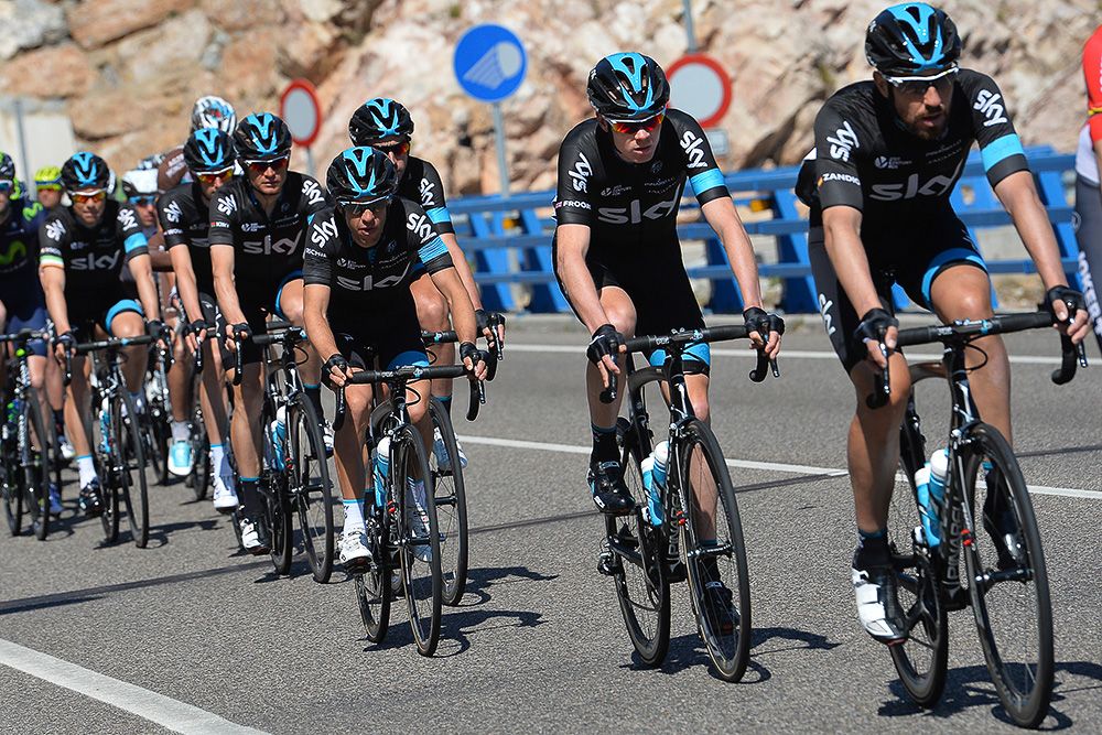Team Sky drive the pace.