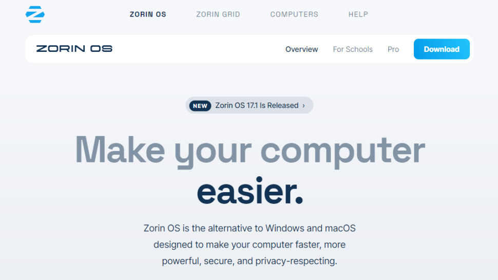 Website screenshot for Zorin OS