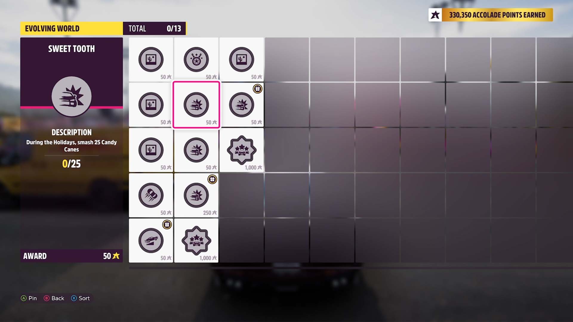 Forza Horizon 5 2021 holiday accolades page list